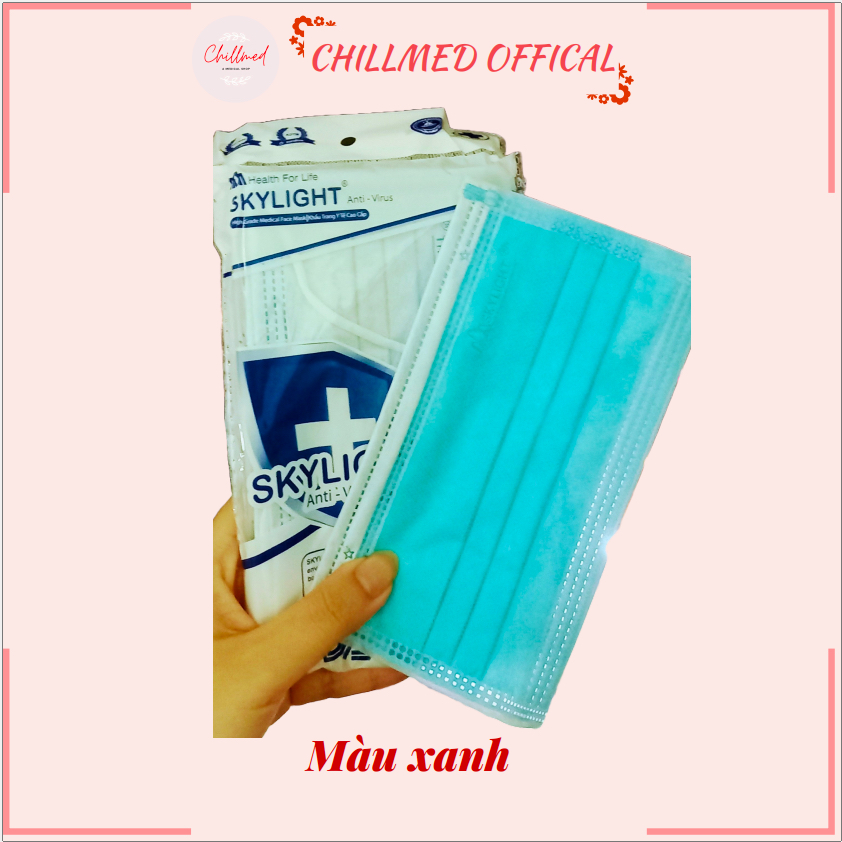 Khẩu trang y tế SKYLIGHT 4 lớp kháng khuẩn - Nhiều màu - hộp 50 cái