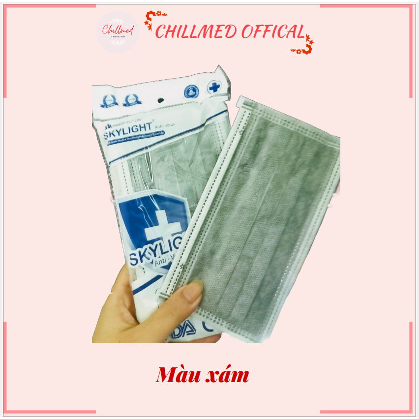 Khẩu trang y tế SKYLIGHT 4 lớp kháng khuẩn - Nhiều màu - hộp 50 cái