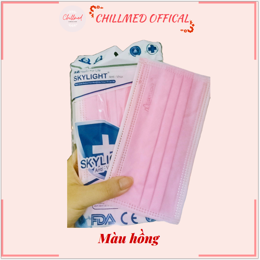 Khẩu trang y tế SKYLIGHT 4 lớp kháng khuẩn - Nhiều màu - hộp 50 cái