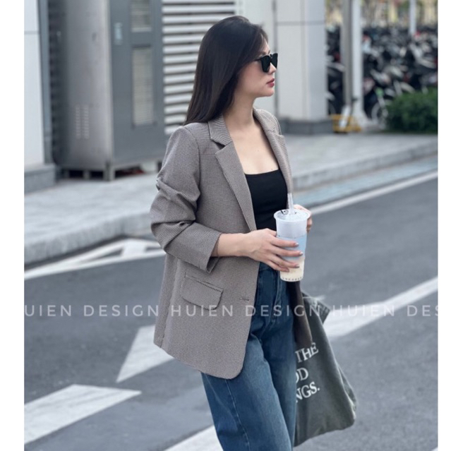 Áo blazer nữ 1 lớp dáng dài tay dài Huien Design thời trang công sở trẻ trung, áo vest nữ Hàn Quốc màu sắc