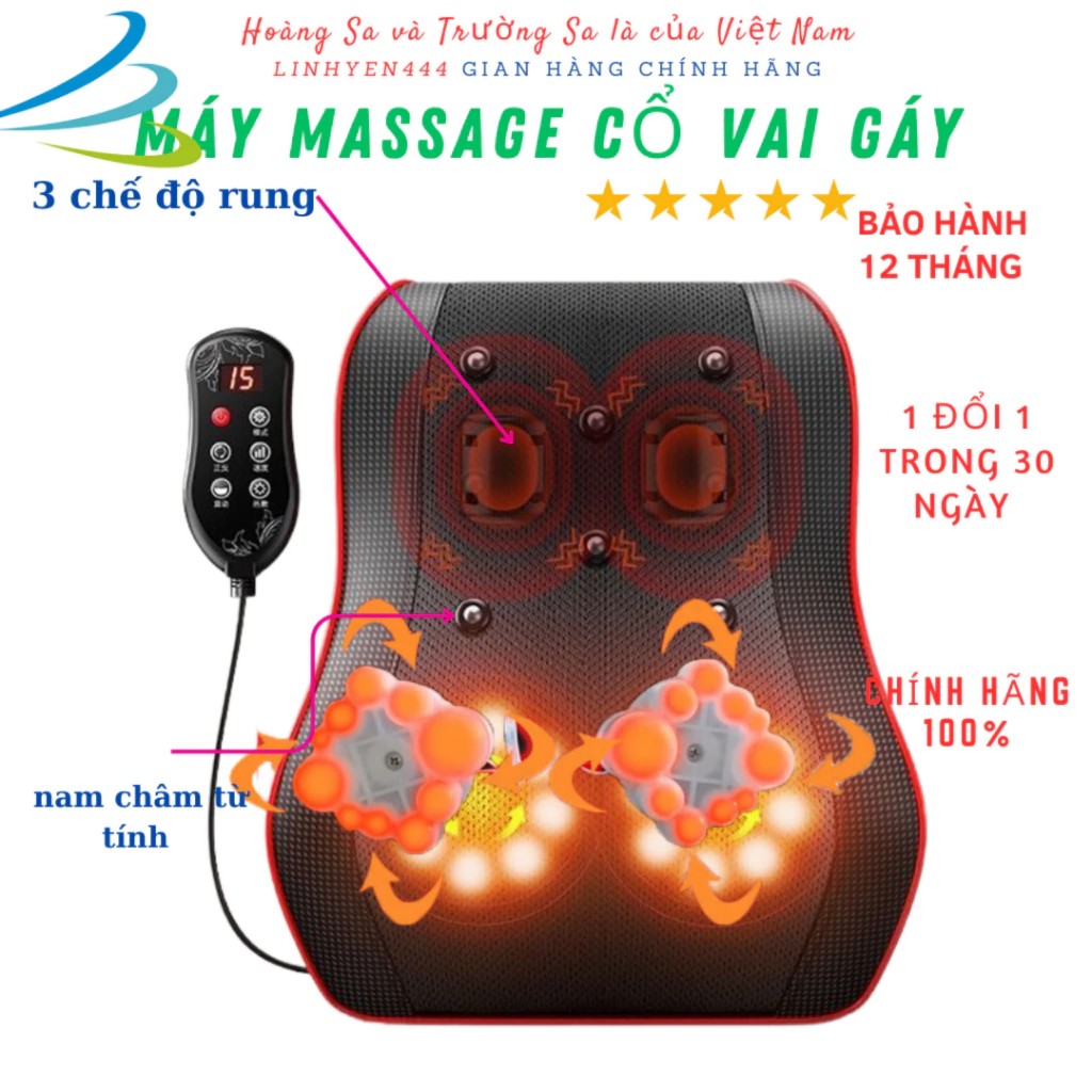 Gối massage vai gáy toàn thân đa năng cao cấp thế hệ mới 2023 ( bảo hành 12 tháng )