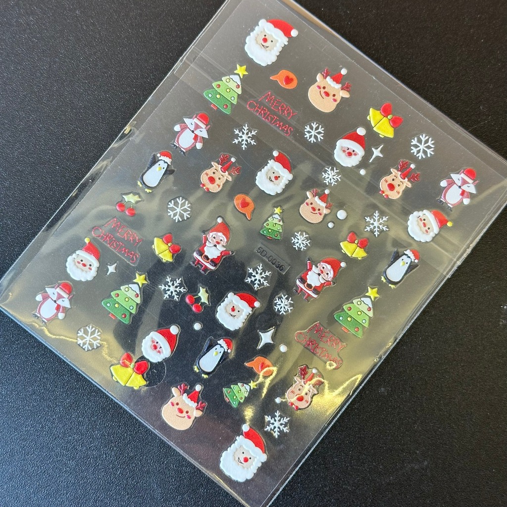 Sticker NOEL lụa 5D , miếng dán móng họa tiết noel ông già noel- cây thông _tuần lộc mẫu hot xu hướng
