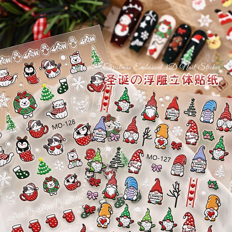 Sticker NOEL lụa 5D , miếng dán móng họa tiết noel ông già noel- cây thông _tuần lộc mẫu hot xu hướng