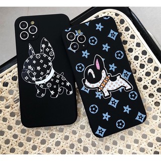 Ốp lưng chó bull lv cao su non viền vuông iphone 15prm,15pro,15,14prm,14plus,14pro,14,13prm,13pro,13,12prm