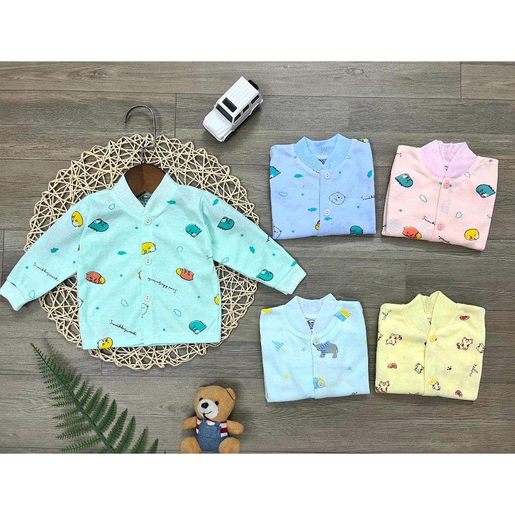 Áo nỉ cho bé sơ sinh trai gái thu đông nỉ lông siêu ấm hàng khuy giữa, sz 123