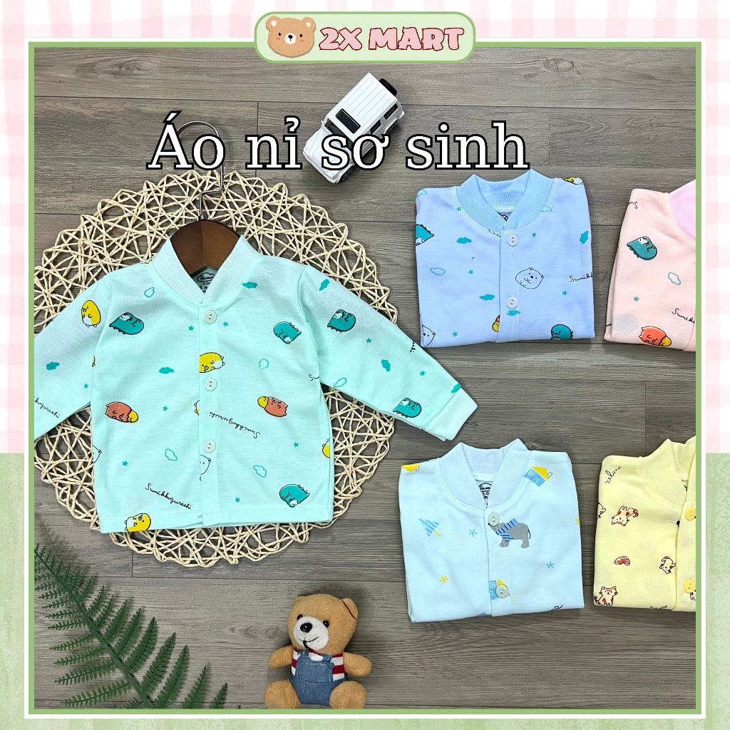 Áo nỉ cho bé sơ sinh trai gái thu đông nỉ lông siêu ấm hàng khuy giữa, sz 123
