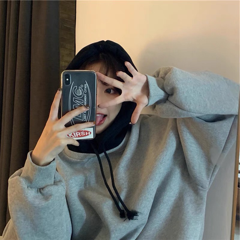 Áo hoodie trơn unisex ullzang chất nỉ ngoại cao cấp local brand - Áo khoác nỉ phối mũ màu có form rộng