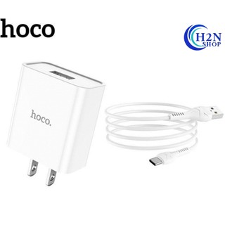 Hoco Chính Hãng Bộ Sạc Nhanh Siêu Bền Hoco C81 2.1A cáp Micro-USB/ Type-C cốc chuôi dẹt dây dài 1m cho mọi thiết bị