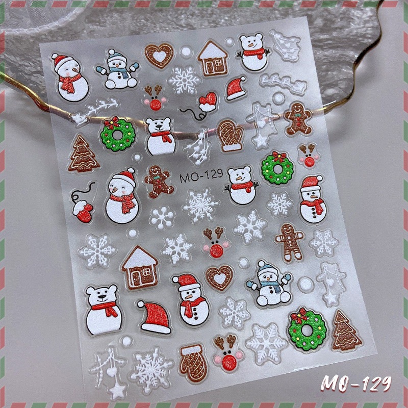 Sticker Noel, miếng dán móng tay lụa noel 5D họa tiết noel ông già noel- cây thông _tuần lộc mẫu hot