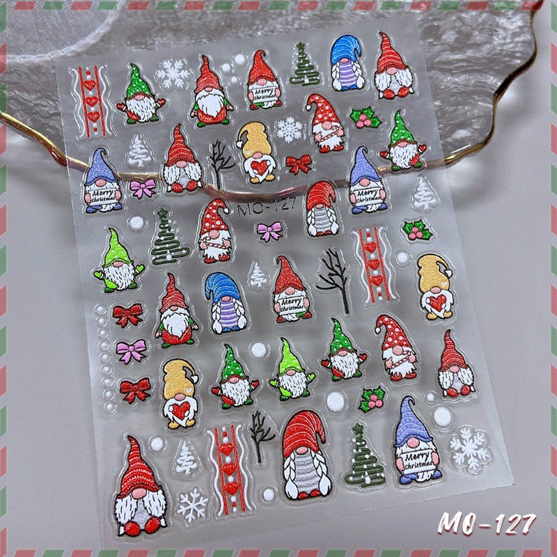 Sticker Noel, miếng dán móng tay lụa noel 5D họa tiết noel ông già noel- cây thông _tuần lộc mẫu hot