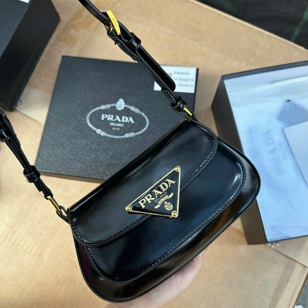 Túi xách nữ, túi P kẹp nách da bóng tag vàng size 23 full box - Lucky9store