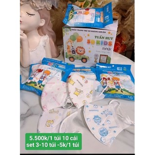 [10 cái] Khẩu trang 5d cho bé từ 2-8 tuổi