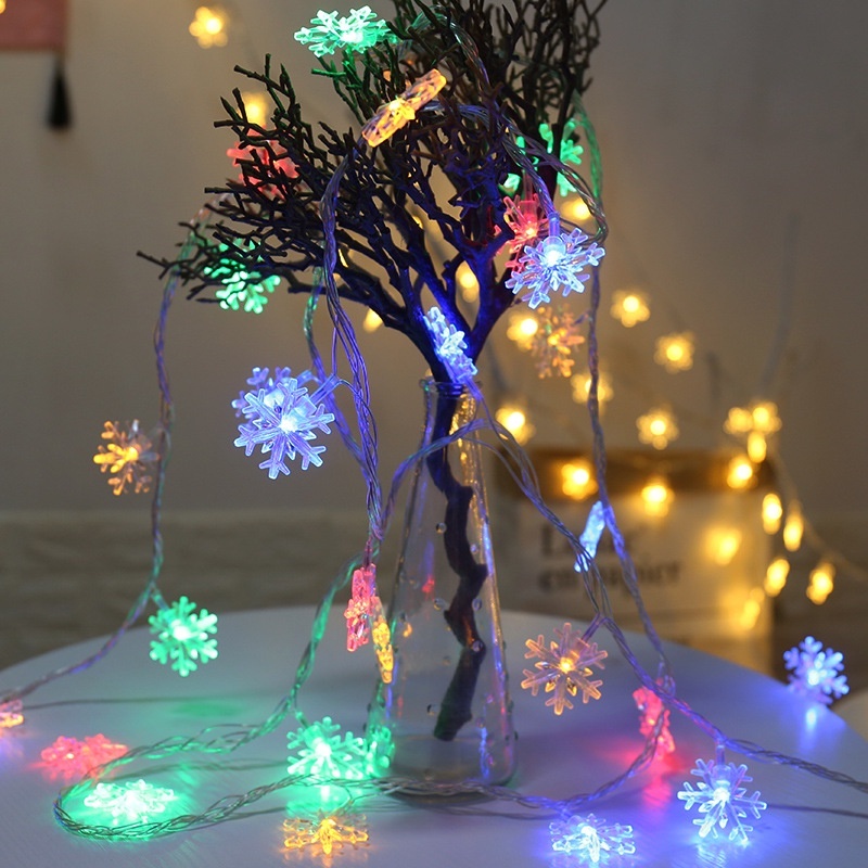 Dây đèn LED hình hoa tuyết 20 bóng dùng trang trí Giáng Sinh - Dây Đèn Led Hình Bông Tuyết Trang Trí Năm Mới