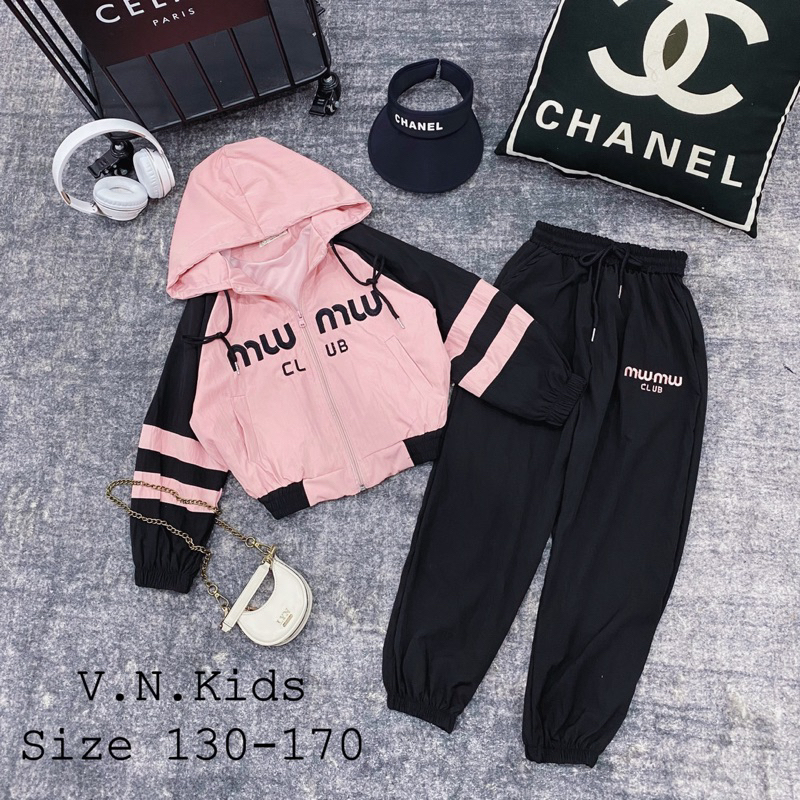 Bộ gió 2 lớp thêu Miuniu cho Bé size đại 19kg - 45kg