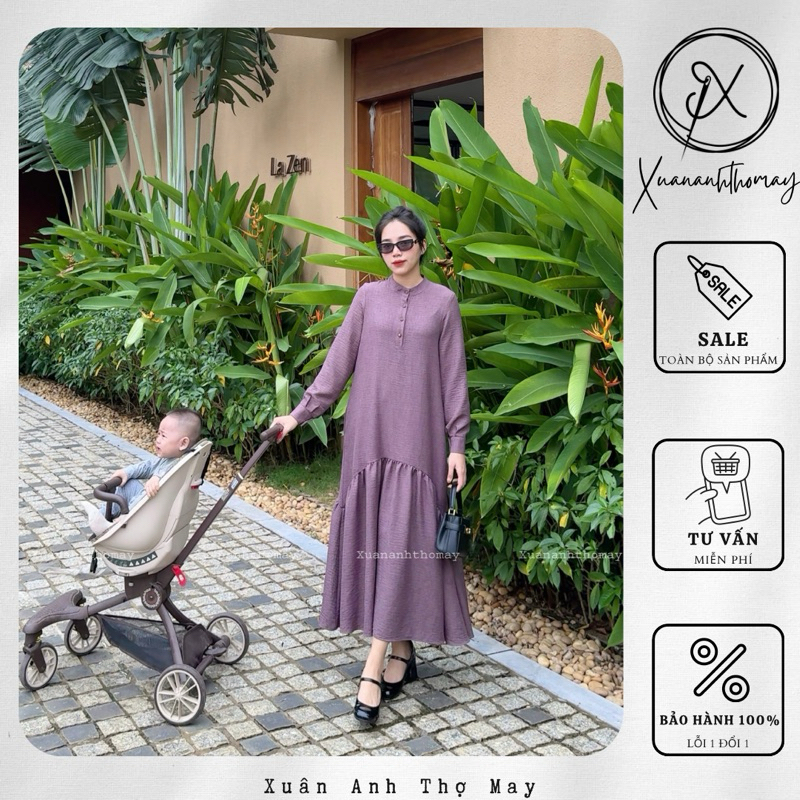 Váy dài tay cổ tàu - Xuananhthomay