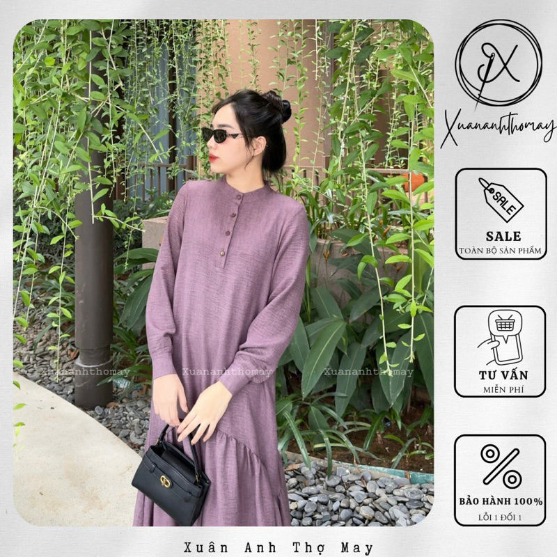 Váy dài tay cổ tàu - Xuananhthomay