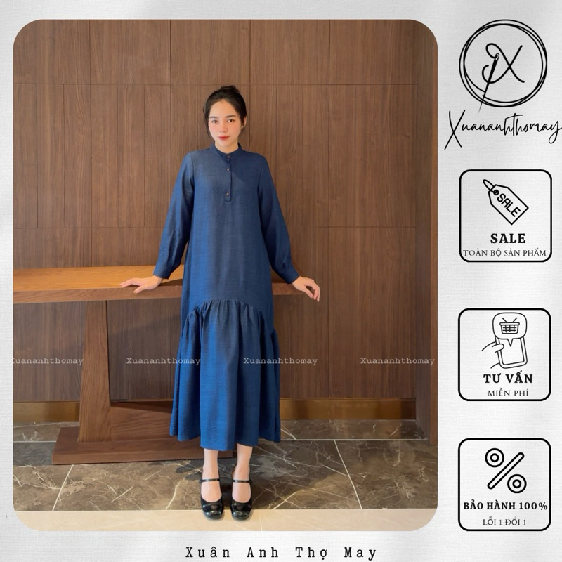 Váy dài tay cổ tàu - Xuananhthomay