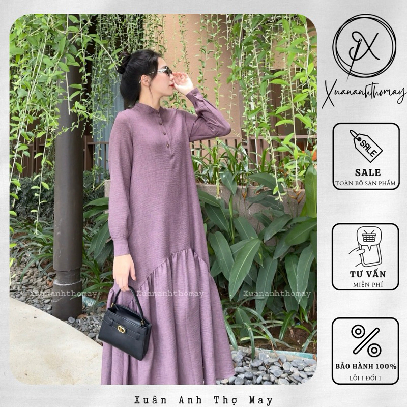 Váy dài tay cổ tàu - Xuananhthomay