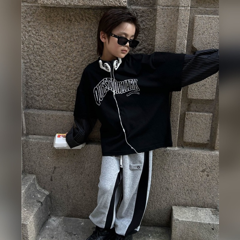 Áo thun nối tay sơ mi bé trai A407 size 100-160, quần áo trẻ em thu đông cao cấp