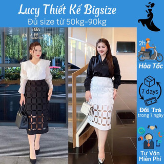Chân váy nữ bigsize, chân váy ren lưới dài qua gối công sở thời trang ấn tượng