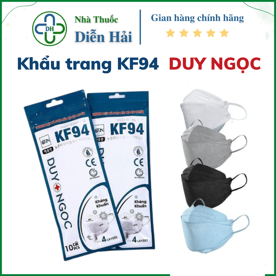 (Sét 10 chiếc) Khẩu trang KF94 Duy Ngọc, kháng khuẩn 4D, Chống bụi mịn - Nhà Thuốc Diễn Hải