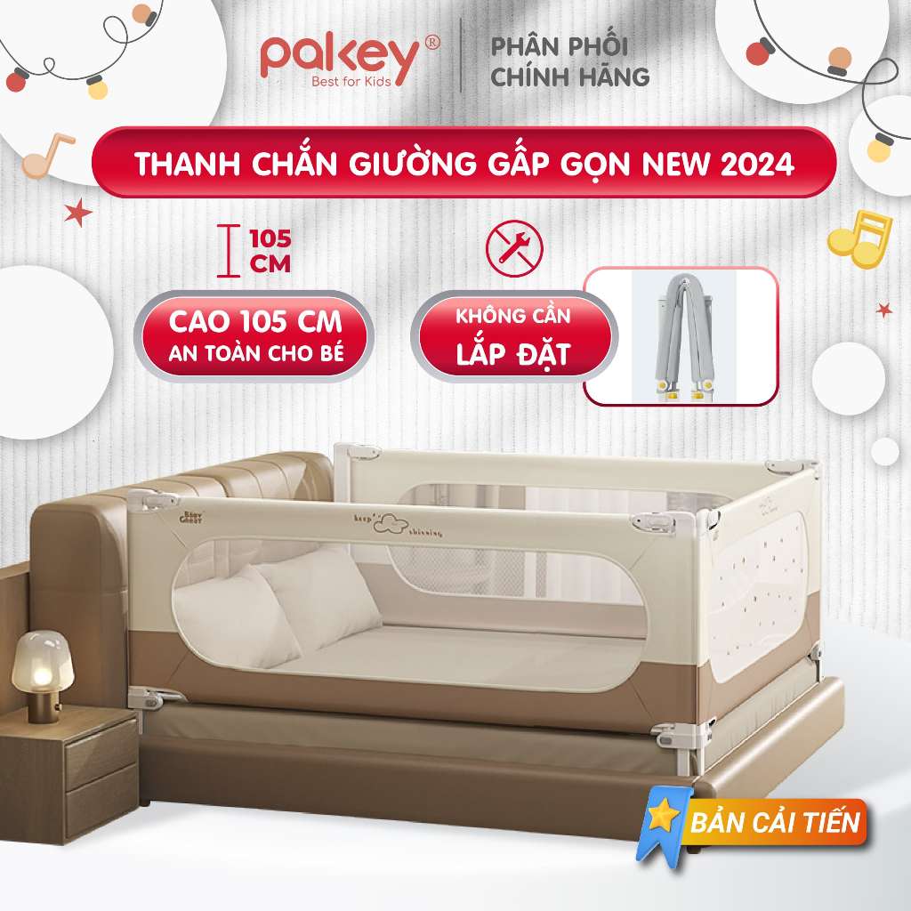 Thanh chắn giường Pakey gấp gọn NEW, thanh chặn cửa cho bé an toàn mẫu cao cấp mới nhất NK01