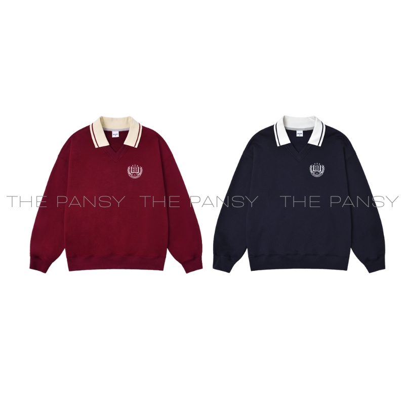 Áo Sweater phối cổ polo logo thêu DESU ngực trái Mã 129