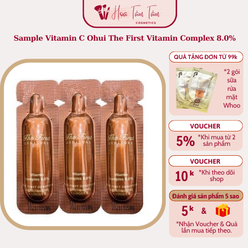 Serum Vitamin C Ohui The First Vitamin Complex 8.0% chống lão hóa, làm trắng da và duy trì độ ẩm gói sample 1ml