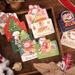Thiệp giáng sinh, thẻ quà tặng Noel, phụ kiện treo trang trí in hình ông già Noel, cây thông, tuần Lộc đáng yêu