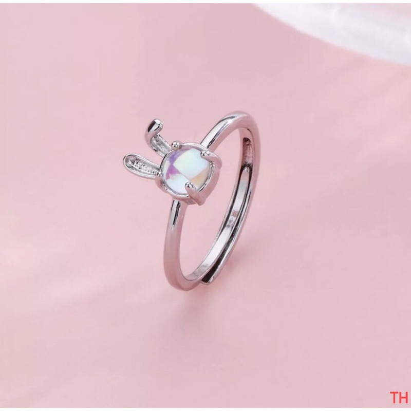 Nhẫn bạc nữ, nhẫn thỏ đá đổi màu.