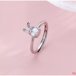 nhẫn bạc nữ, nhẫn thỏ đá đổi màu.