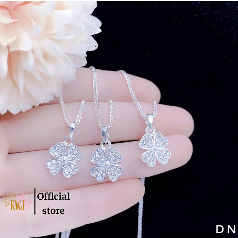 Dây chuyền bạc KWJ mặt cỏ bốn lá