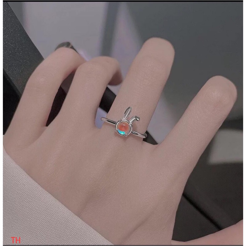 Nhẫn bạc nữ, nhẫn thỏ đá đổi màu.