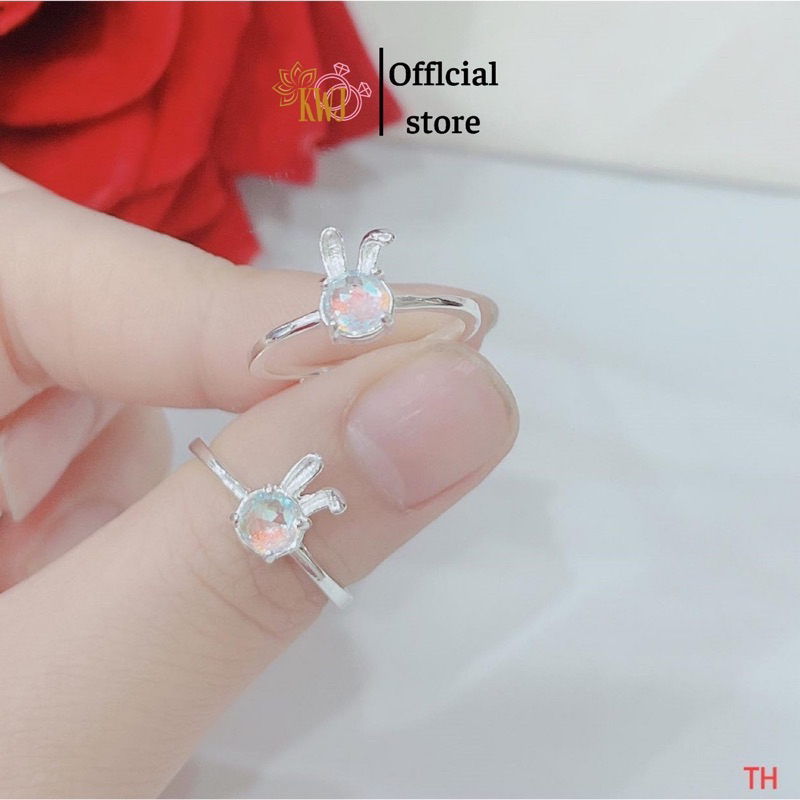 Nhẫn bạc nữ, nhẫn thỏ đá đổi màu.