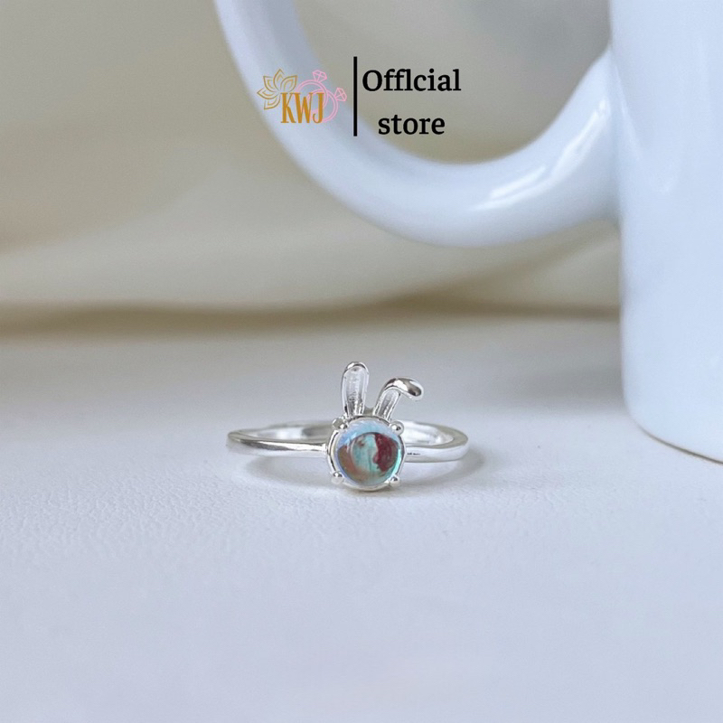 Nhẫn bạc nữ, nhẫn thỏ đá đổi màu.