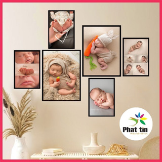 Tranh em bé, baby dễ thương, bộ 6 tấm dán tường cho các mẹ bầu, tranh decor Phát Tín có sẵn keo dán không khoan tường