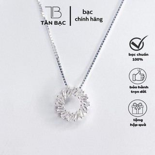 Dây chuyền nữ , mặt xoáy đá thời trang full đá cz lấp lánh , bạc 925 - tân bạc