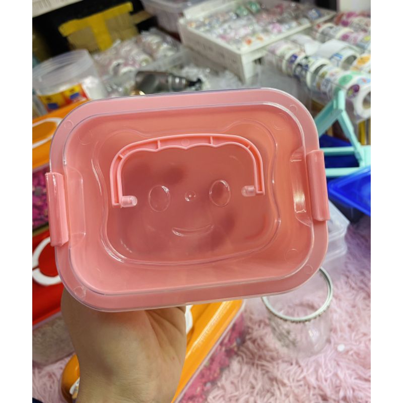 Hộp nhựa hồng 500ml có quai xách