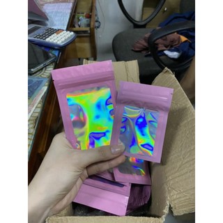 Túi zip màu hồng hologram