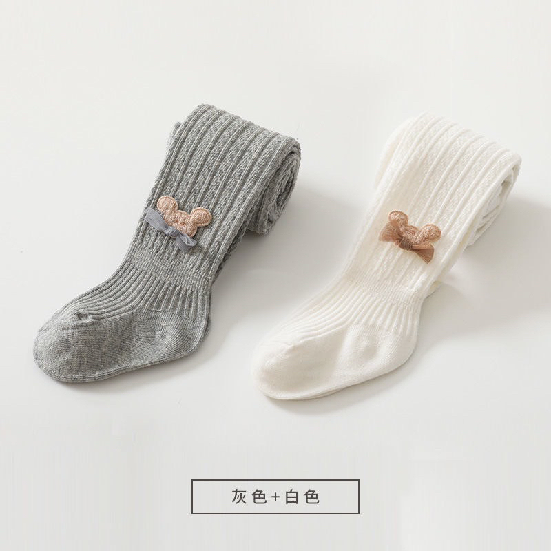 NT120 Quần tất nơ mickey len tăm cho bé, chất cotton co giãn 4 chiều gắn nơ xinh cho bé gái, quần legging xinh dày dặn