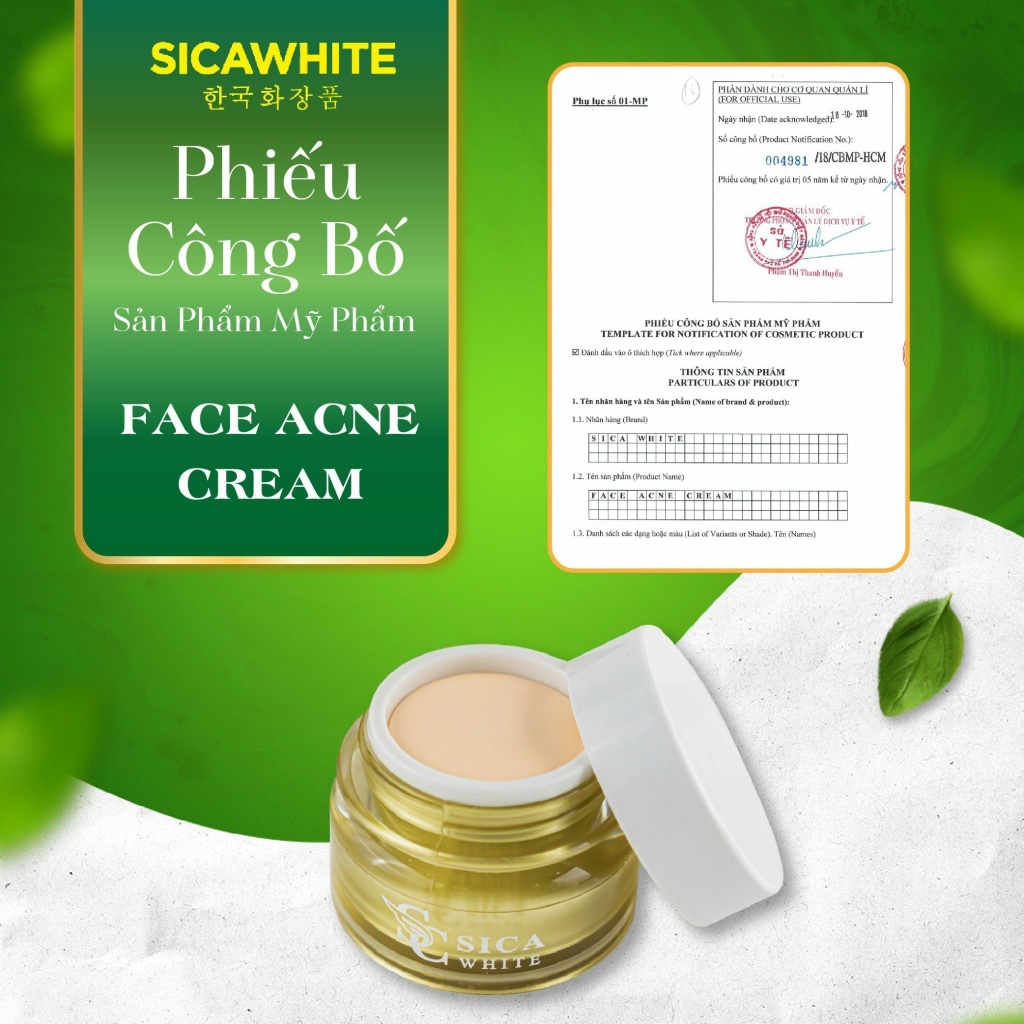 Combo kem mụn Acne Sica White 25G và serum cốt bí đao 6ML, giải quyết tận gốc mụn, thâm, ngăn ngừa sẹo mụn - Sica White