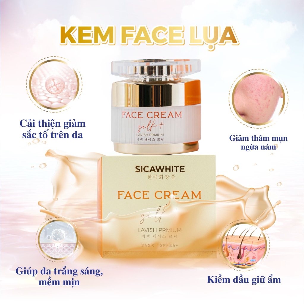 Combo Kem Sica White Kem Face Lụa 25G Và Serum Cấp Ẩm HA Plus 40Ml  - SICA WHITE