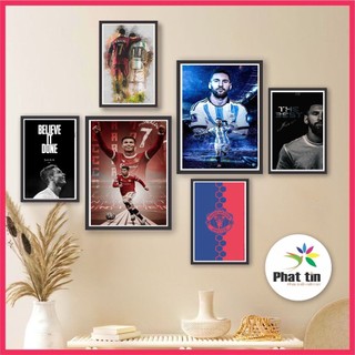 24 Set tranh bóng đá poster dán tường, ronaldo, messi, beckham, kaka, mpape', neymar, erling haaland, kevin de bruyne