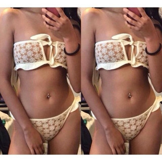 Bikini 2 Mảnh Ren quay Nơ Cut Out Độc Đáo Vintage Siêu Tây
