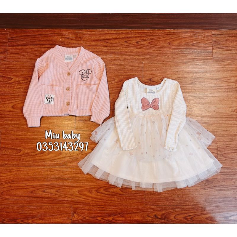 Khoác hồng dáng cardigan bé gái Minnie xuat du