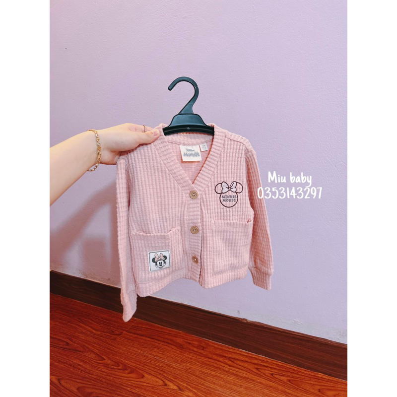 Khoác hồng dáng cardigan bé gái Minnie xuat du