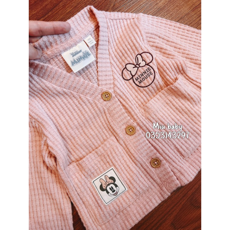 Khoác hồng dáng cardigan bé gái Minnie xuat du