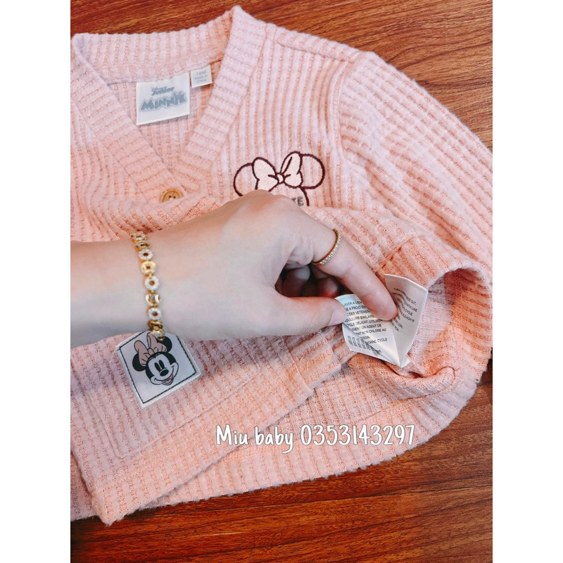 Khoác hồng dáng cardigan bé gái Minnie xuat du