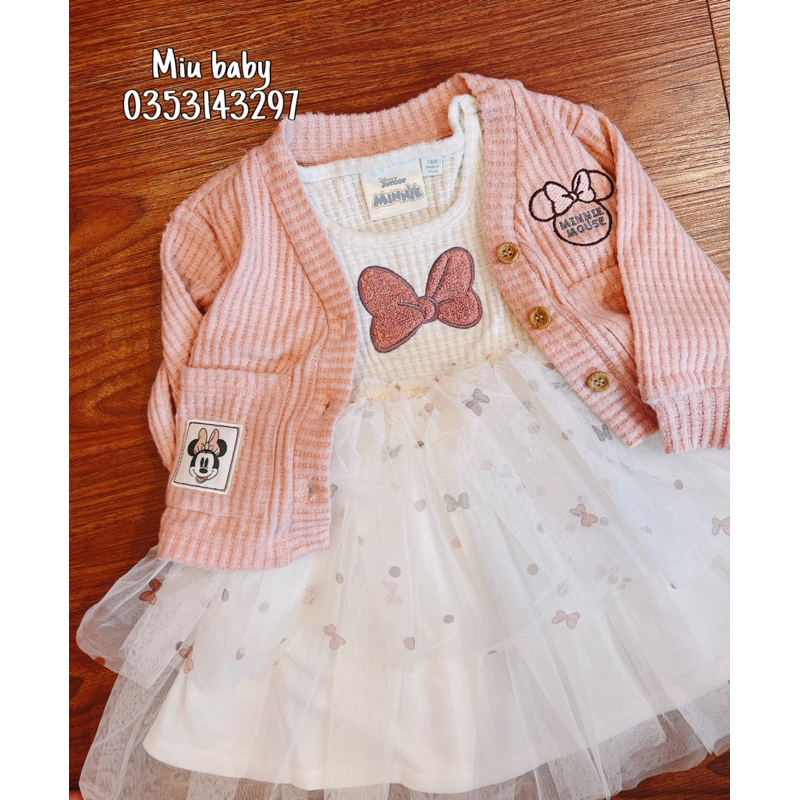Khoác hồng dáng cardigan bé gái Minnie xuat du