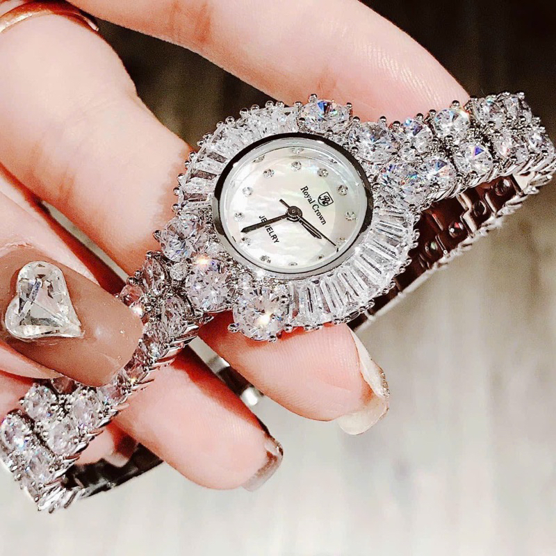 Đồng hồ nữ Royal Crown 6526 mặt tròn đính đá chính hãng